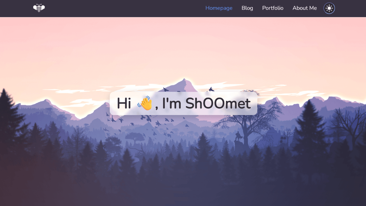 Hero section from my website.